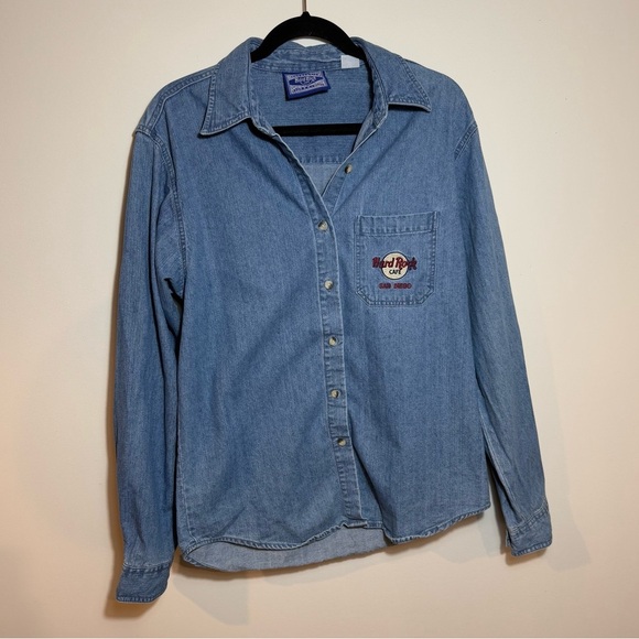 Vintage Hard Rock Cafe Denim Unisex Long Sleeve top size XL 100% cotton - Picture 8 of 12